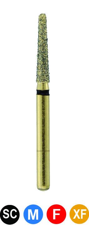 Premier G856/025M Gold Plated Diamond Round End Taper Dental Bur - Medium Grit, Pack Of 5